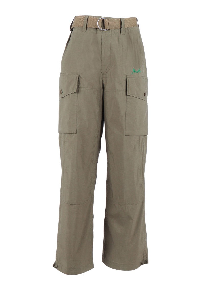 P.A.R.O.S.H. Wide Leg Cropped Belted Straight-Leg Pants