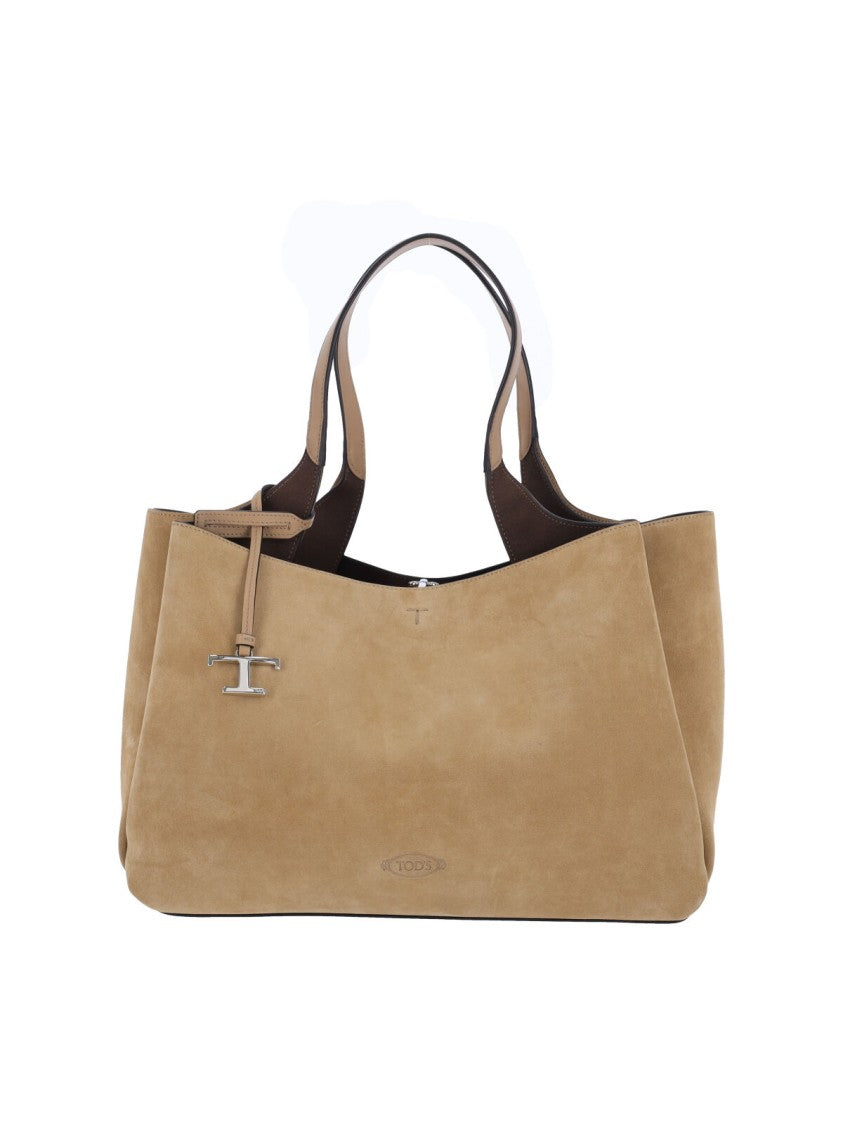 Tod's Medium Suede Tote Bag With Removable Charm