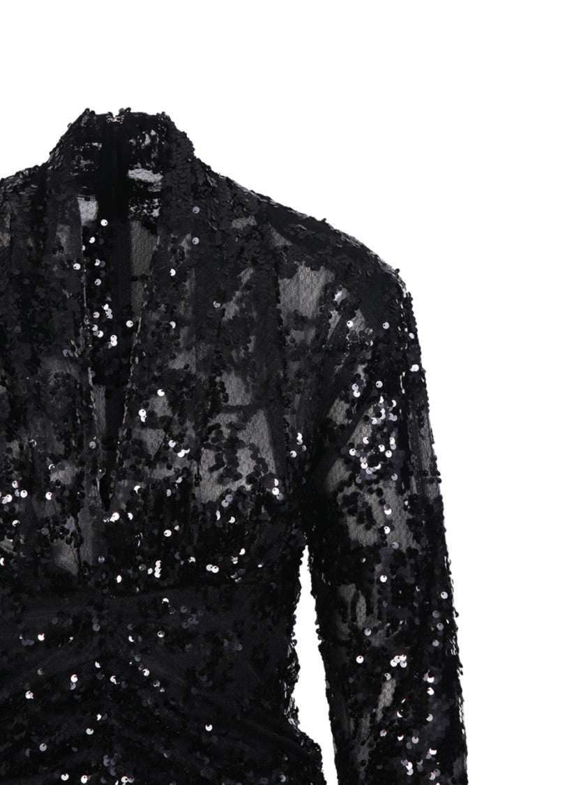 Victoria Beckham Long Sleeve Ruched Mini Dress