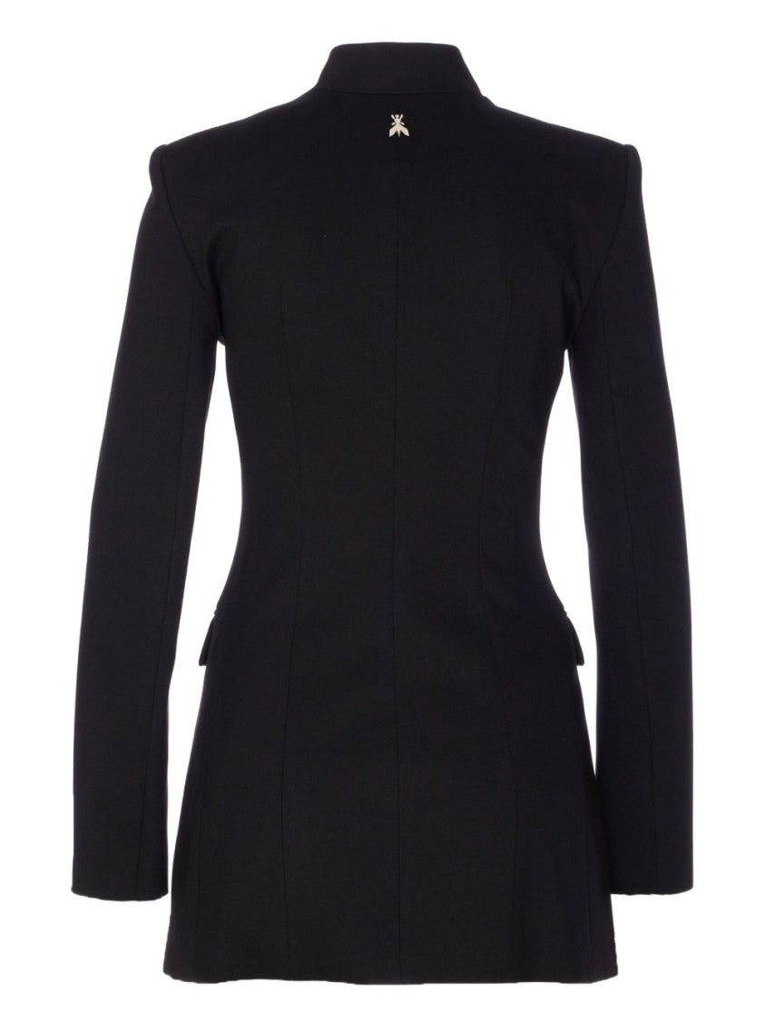 Patrizia Pepe Tailored Black Jacket With High Collar And Decorative Details
