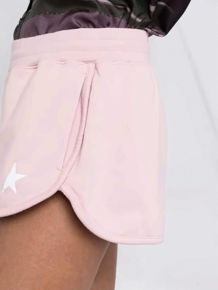 Golden Goose Pastel Pink Relaxed Fit Shorts With Curved Hem