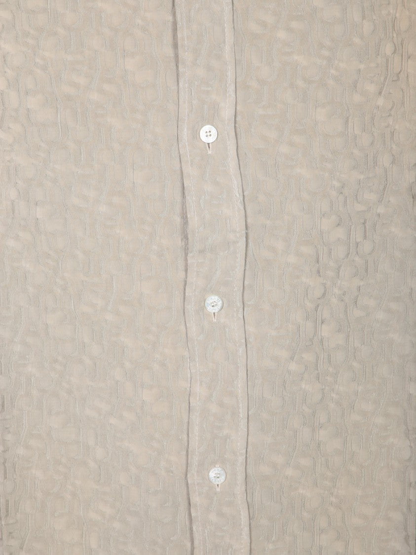 Acne Studios Relaxed Fit Textured Beige Shirt With Button-Down Front