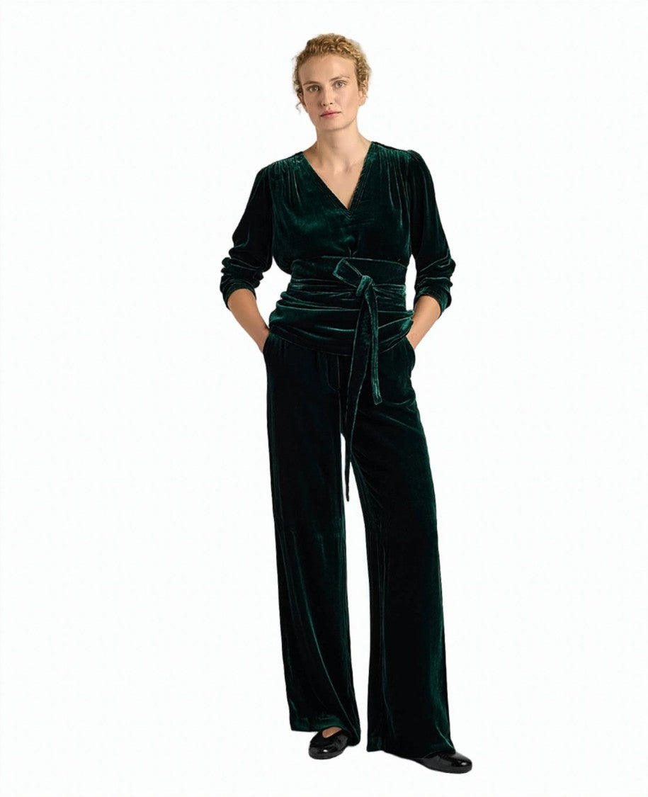 Momonì Viscose-Silk Velvet Wide-Leg Palazzo Pants