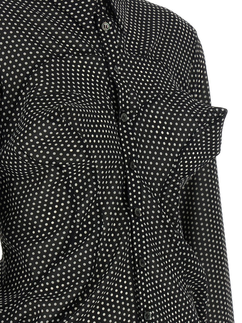 Junya Watanabe Silk-Effect Polka Dot Shirt With Asymmetric Hem