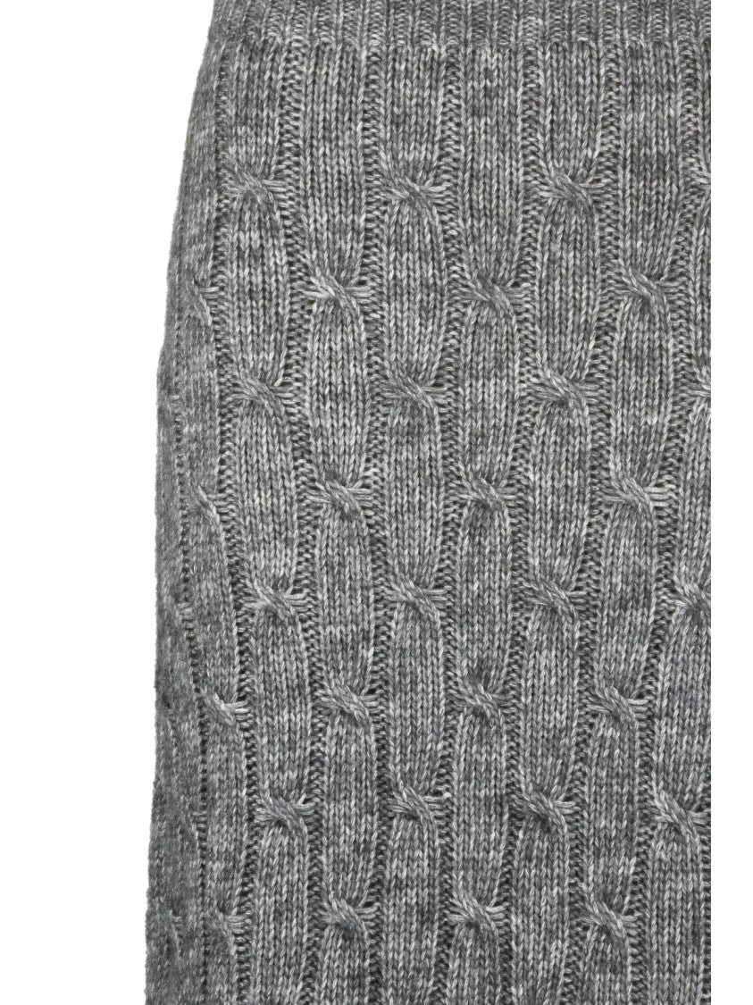 Max Mara Textured Cable Knit Longuette Skirt With Underskirt