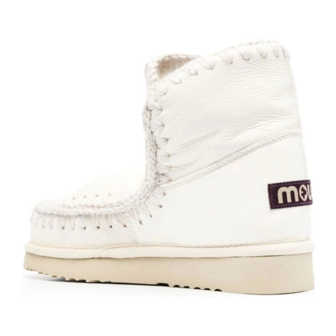 Mou White Eskimo 18 Whipstitch Detail Sheepskin Boots