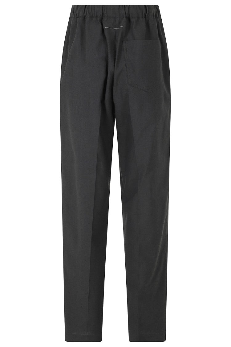 Mm6 By Maison Margiela Anthracite Elastic Waist Drawstring Wool-Blend Trousers