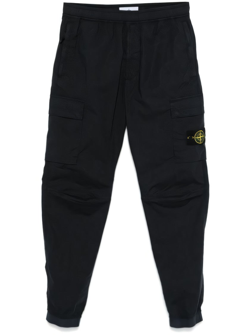 Stone Island Tapered Black Jogger Pants With Cargo Pockets