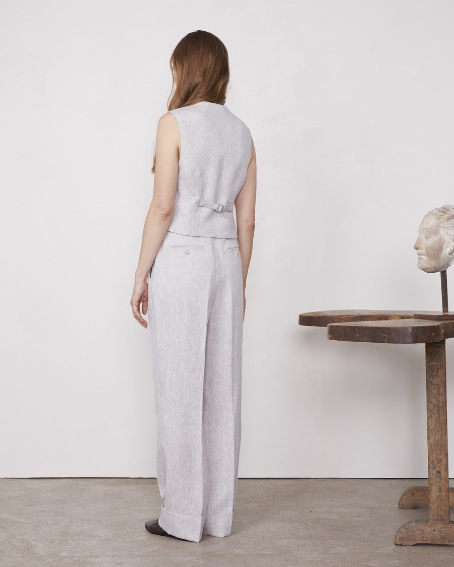 Officine Generale Tailored Beige Waistcoat With Adjustable Fit