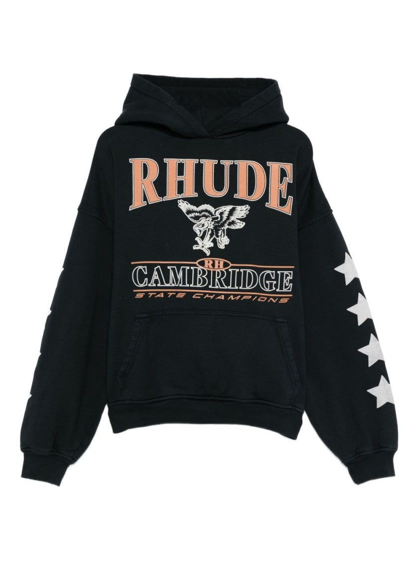 Rhude Black Star Pattern Hooded Graphic Hoodies