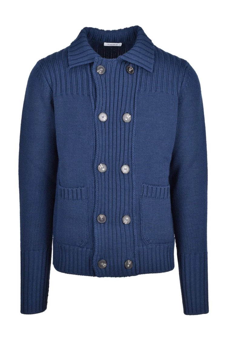 Kangra Double-Breasted Wool Cardigan - Blue