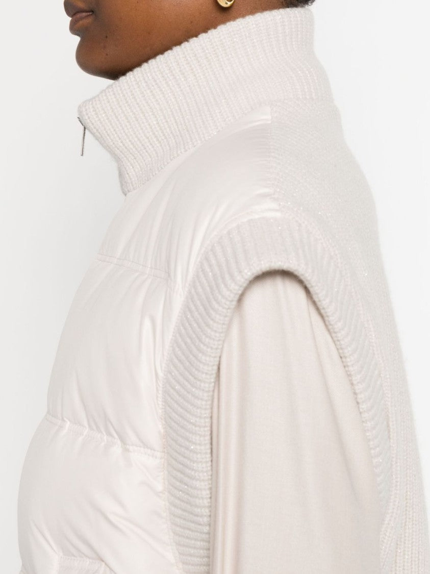 Peserico Quilted Beige Sleeveless Jacket