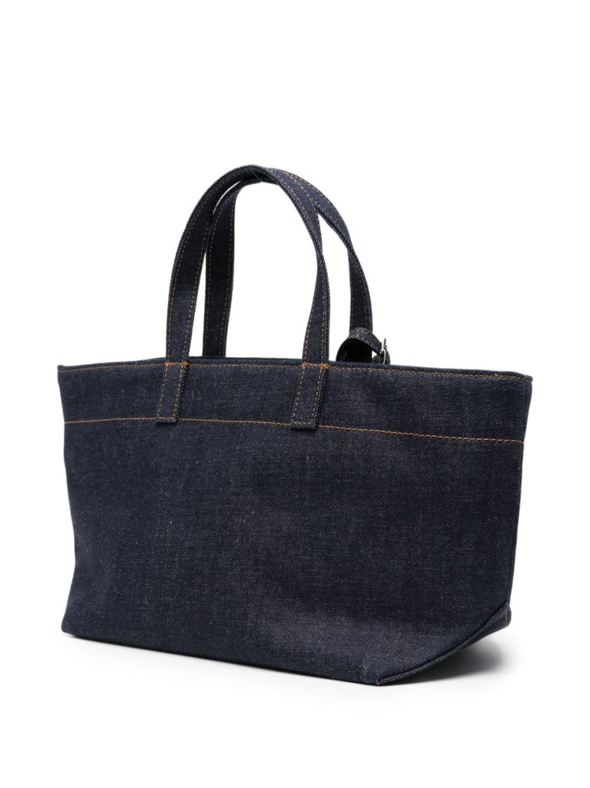 A.P.C. Blue Le Drummer Denim Logo Tote Bag