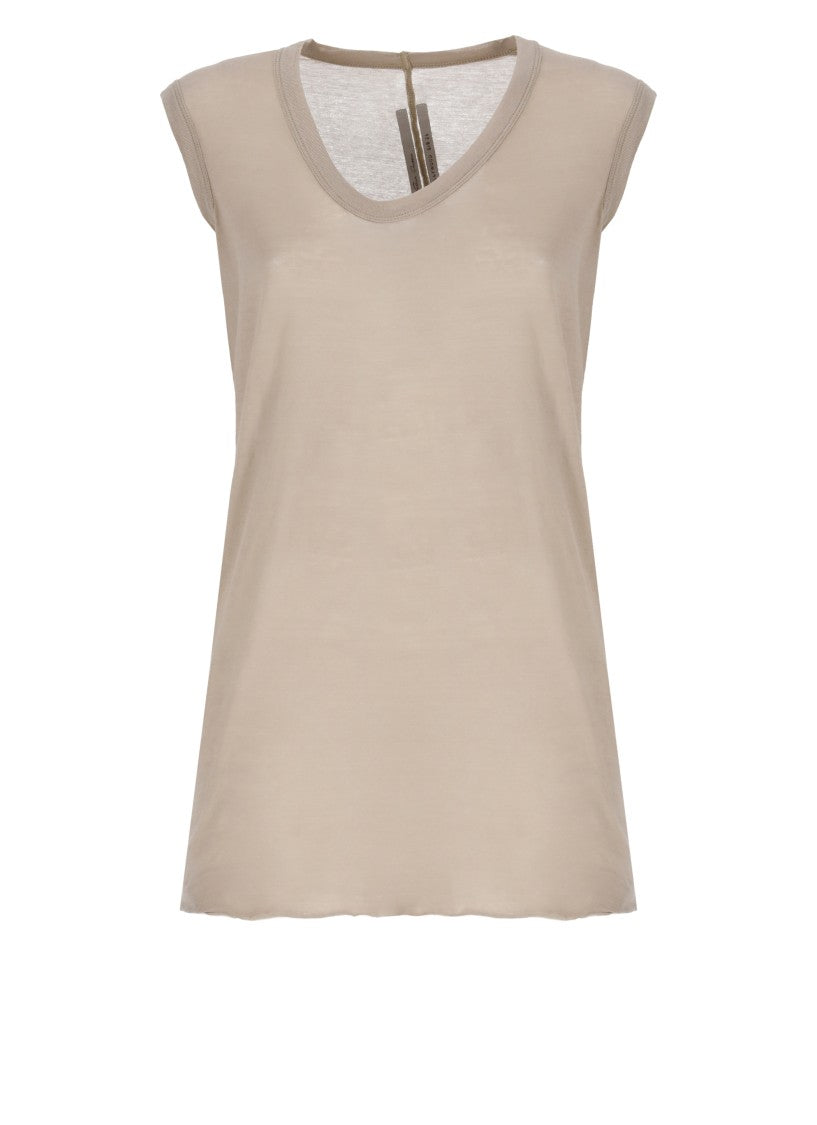 Rick Owens Beige Cotton Sleeveless Top