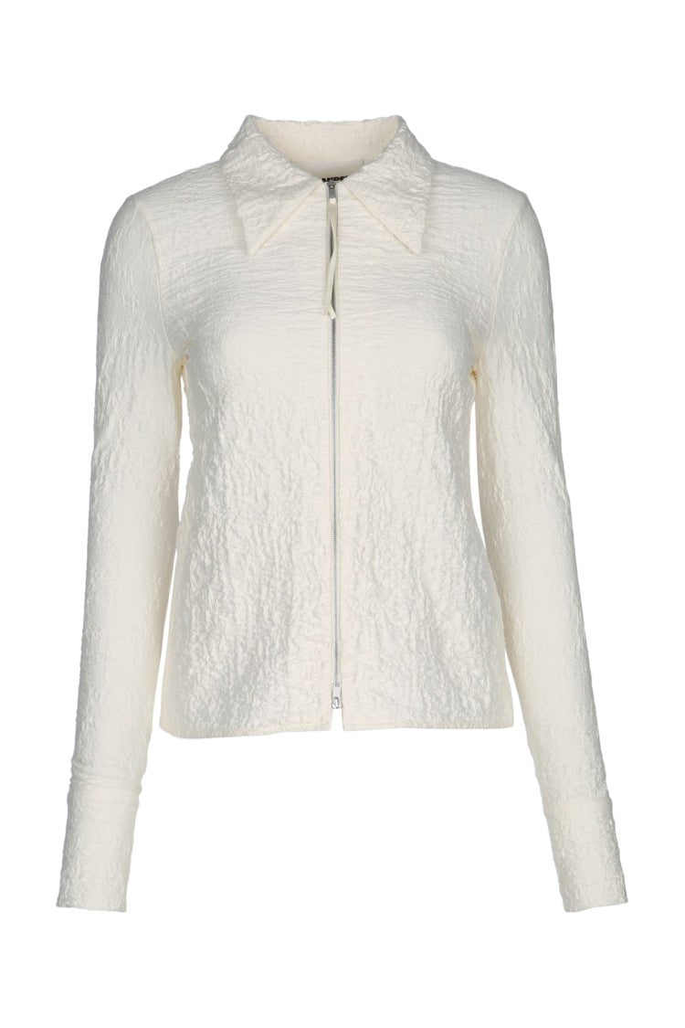 Jil Sander Textured White Jacket With Classic Collar