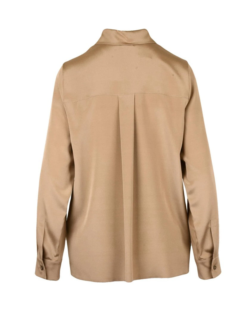 Max Mara Fluid Silk Blend Top With Classic Collar And Button Closure