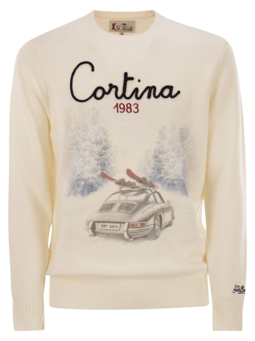 Mc2 Saint Barth Heron - Crew Neck Sweater With Embroidery On The Front