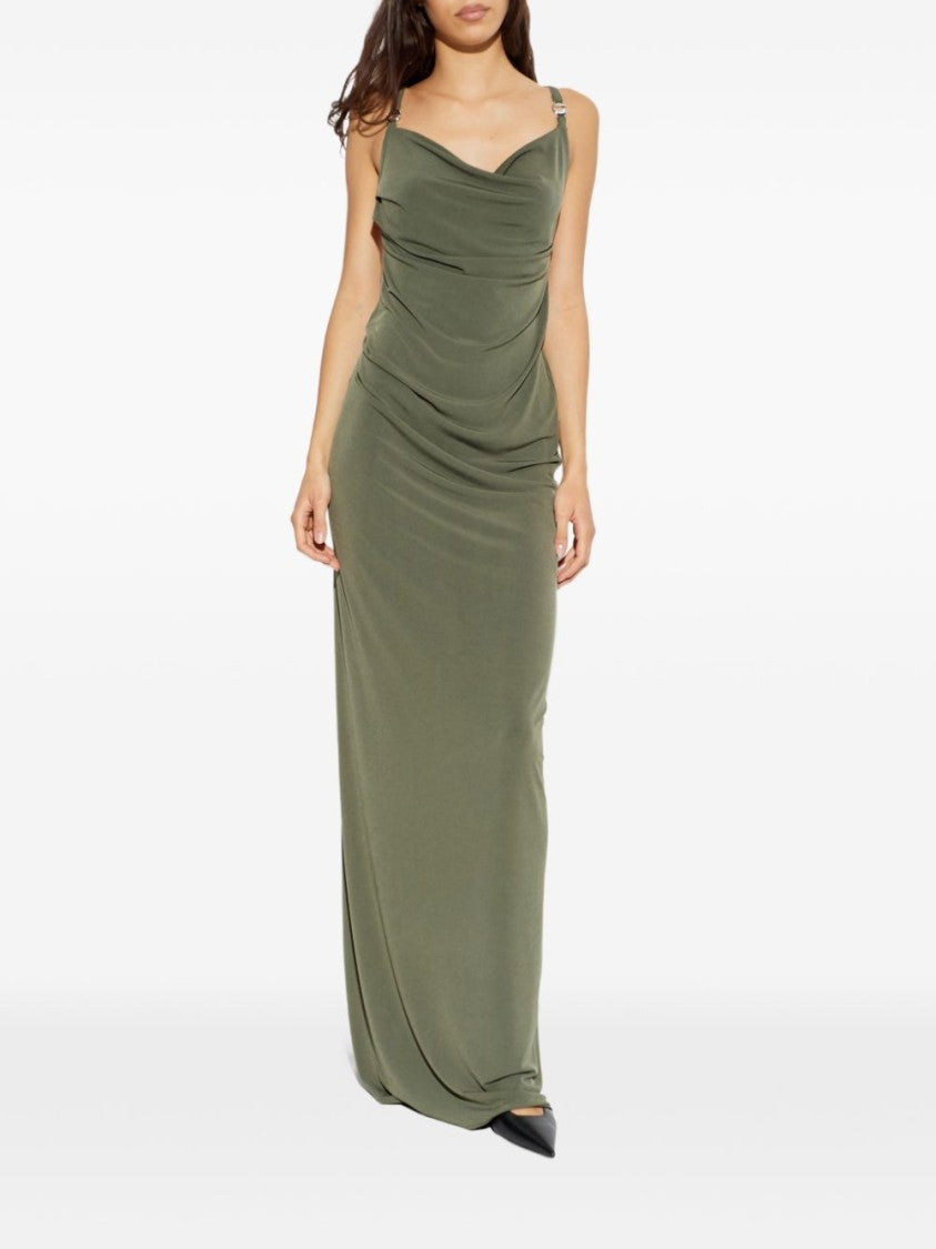 Coperni Green Ring Detail Open Back Dress