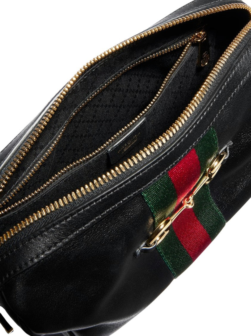 Gucci Black Soft Leather Horsebit Camera Bag