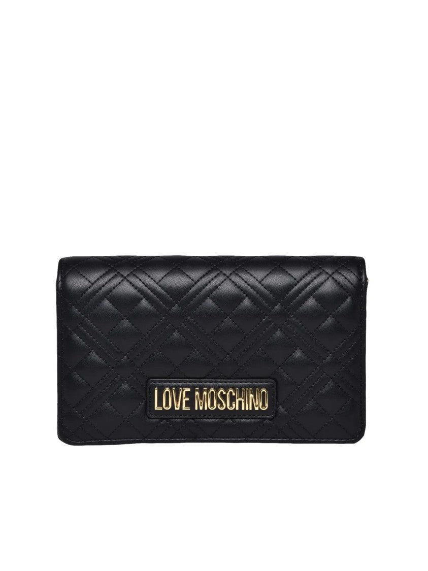 Love Moschino Black Polyurethane Gold-Hardware Shoulder Bag