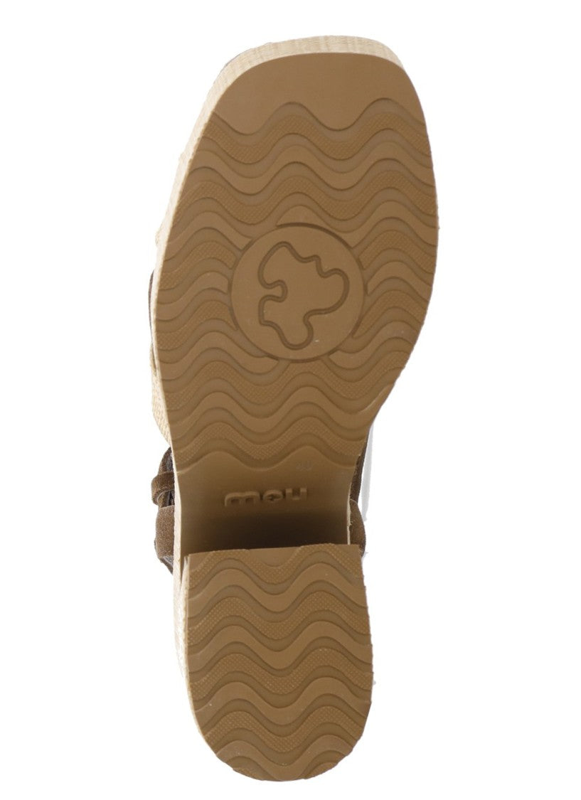 Mou Beige Ankle Strap Rafia Sandals