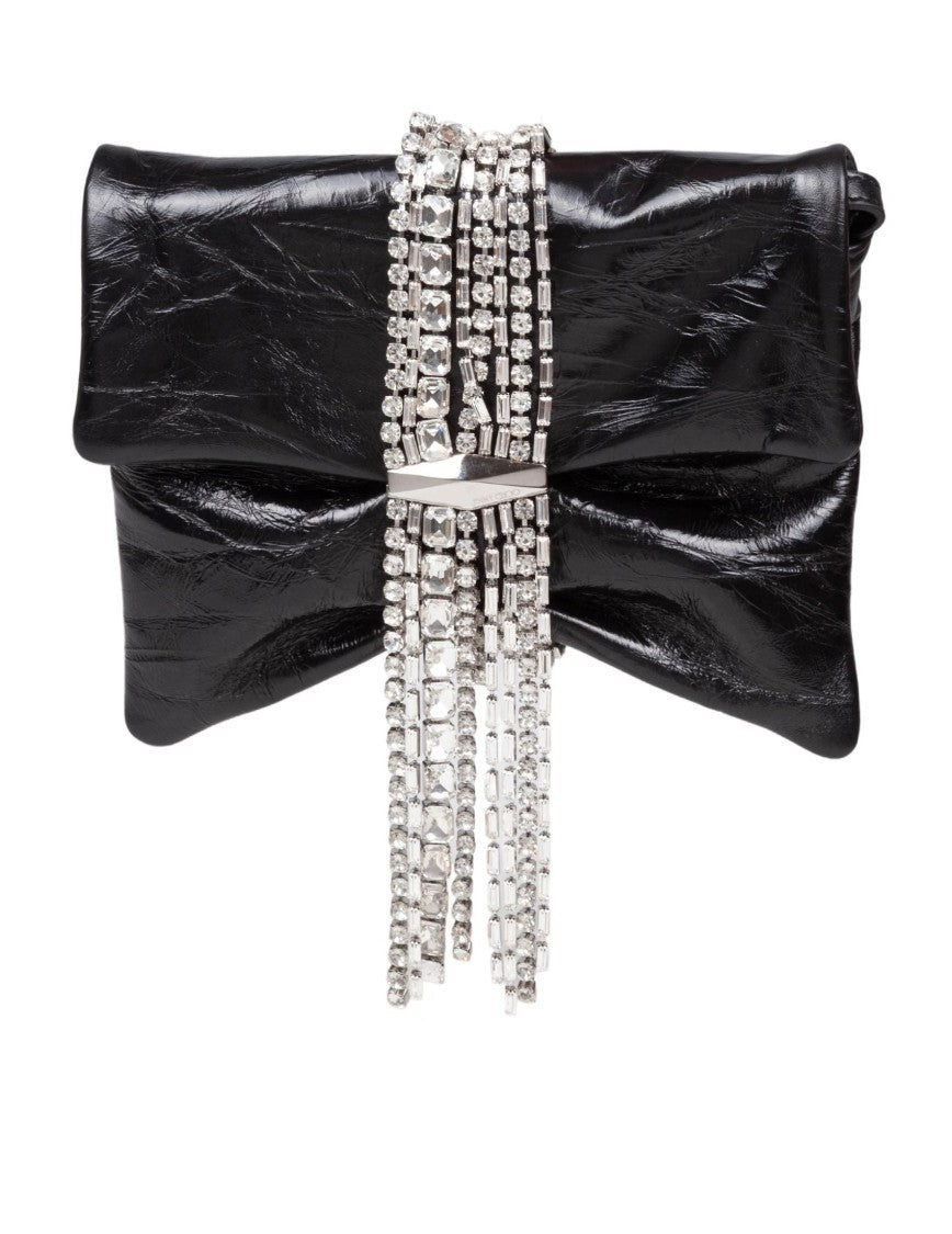 Jimmy Choo Zandra Clutch Bag In Black Metallic Leather