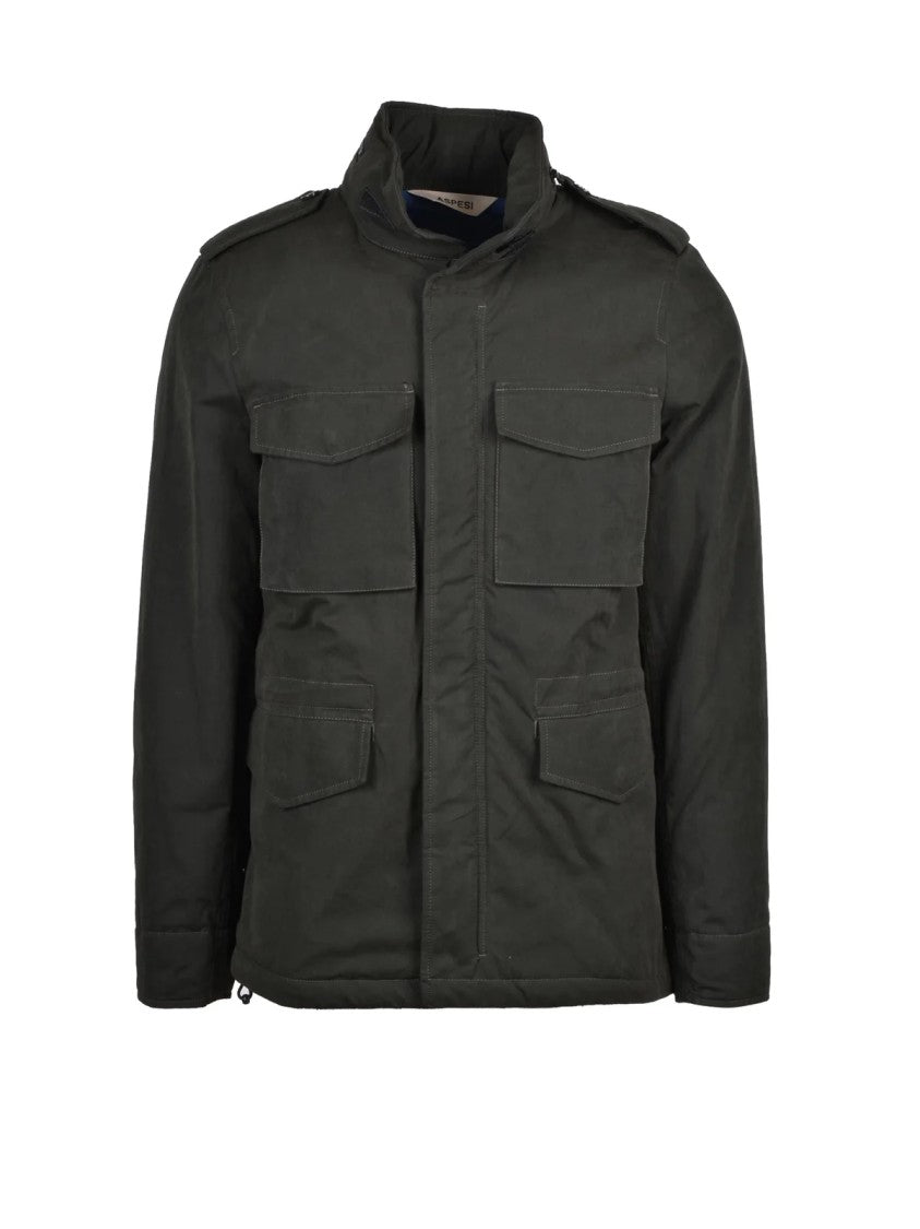 Aspesi Quilted Parka With Concealed Hood And Flap Pockets