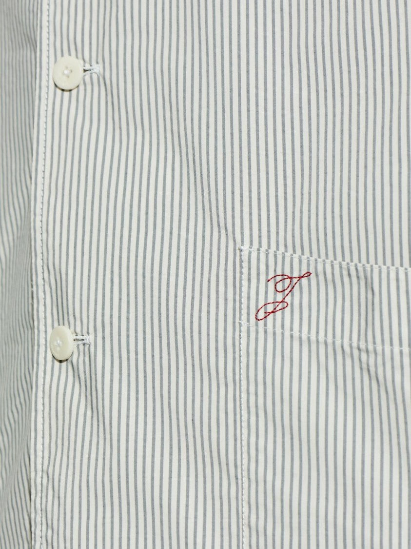 Jacquemus Classic Collar Grey Jacket With Striped Design