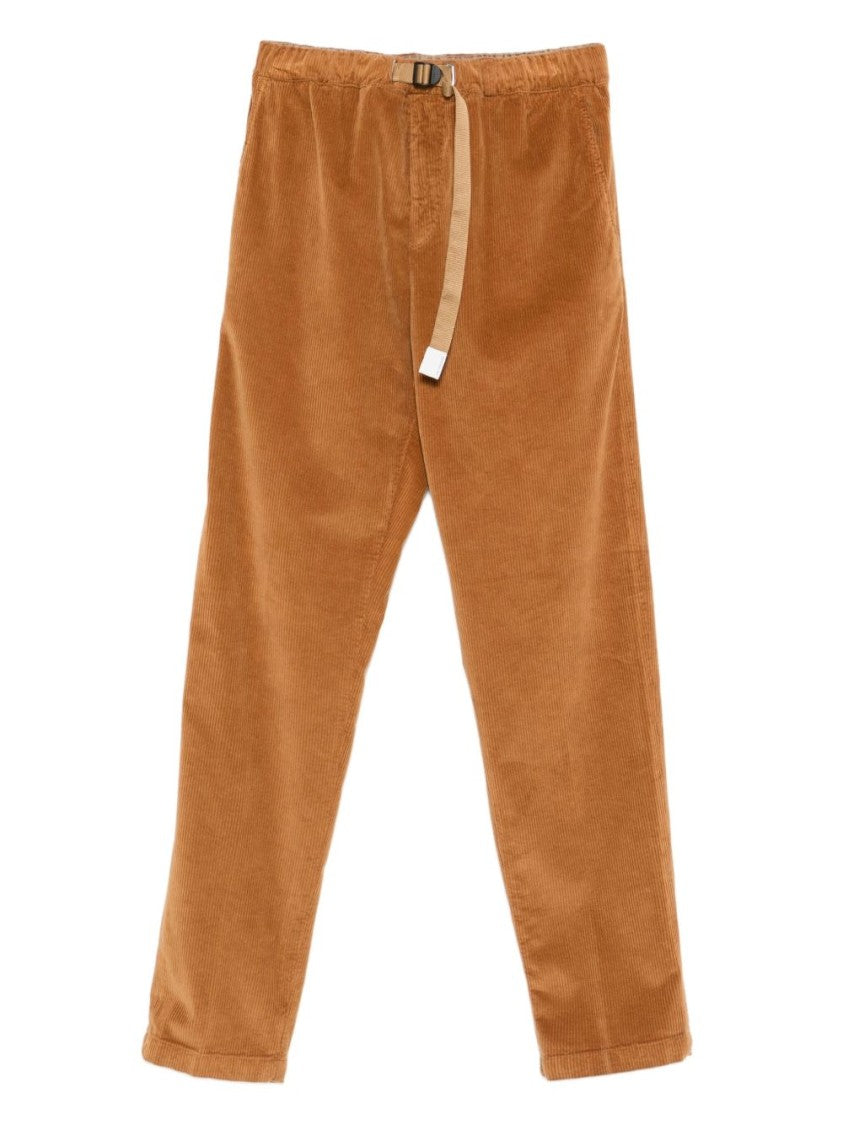 White Sand Relaxed Fit Beige Trousers With Corduroy Texture