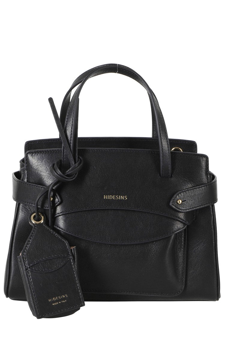 Hidesins Black Lullaby S Double Compartment Leather Handbag