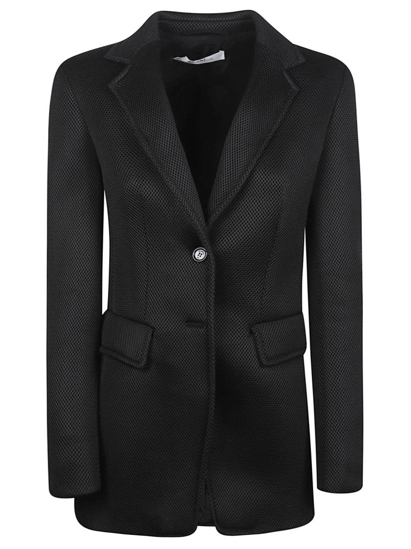 Max Mara Black Blazer With Textured Mesh Fabric