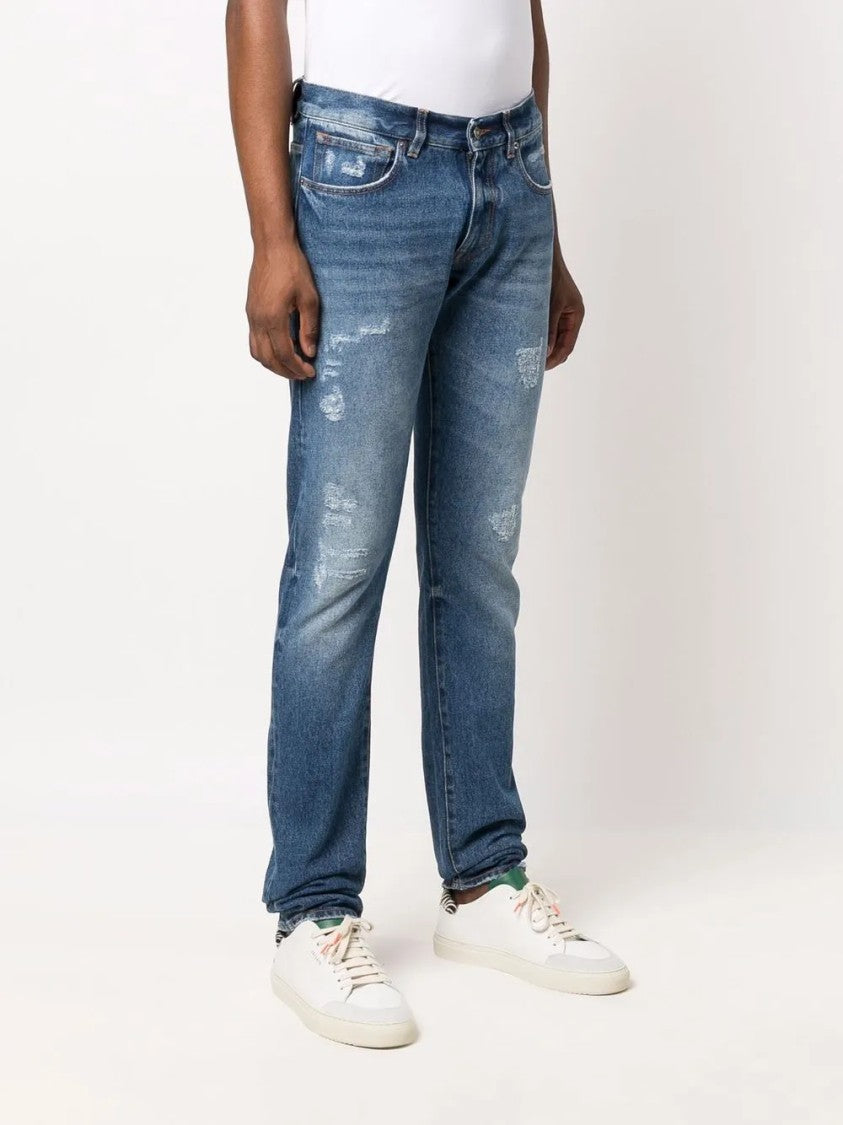 424 Blue Straight-Leg Denim Five-Pocket Jeans
