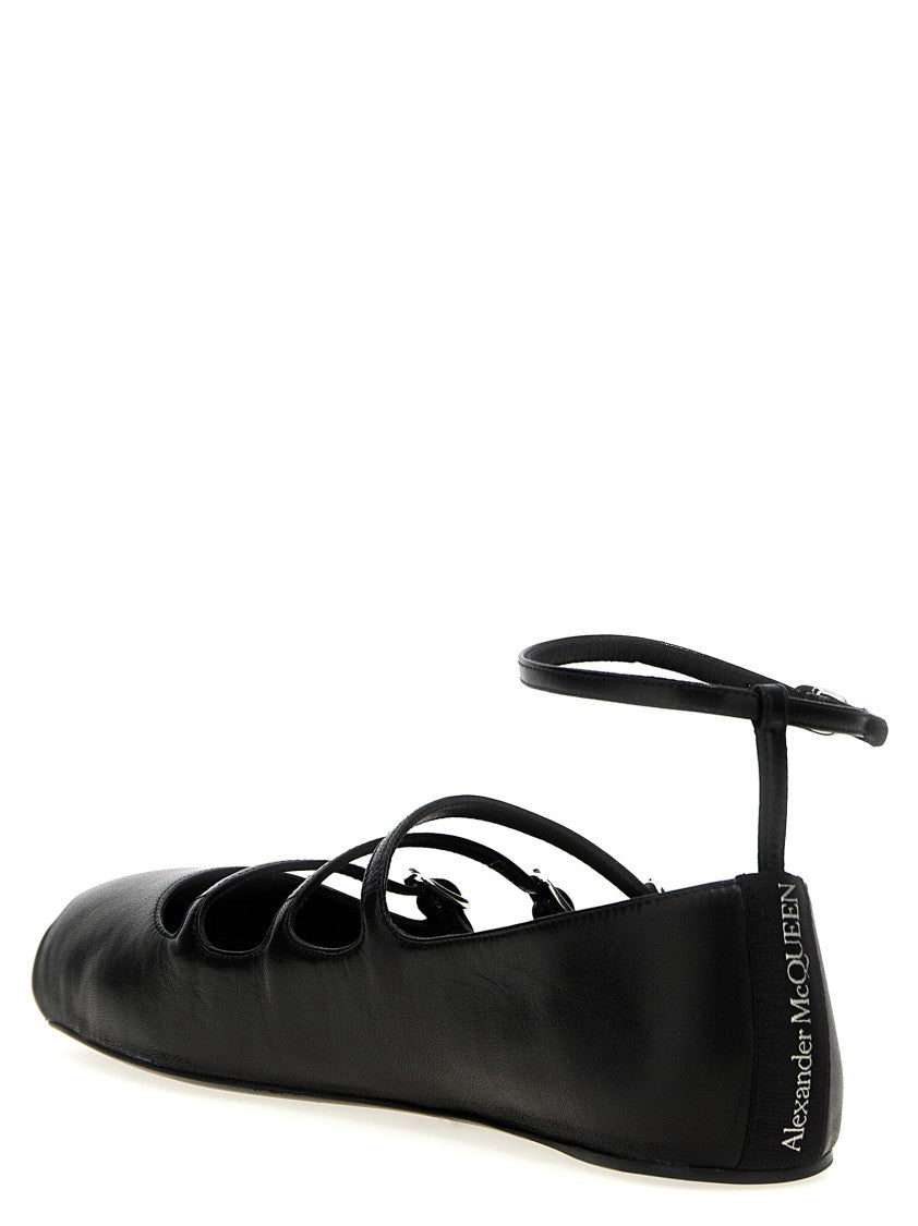 Mcqueen Leather Strap Ballet Flats