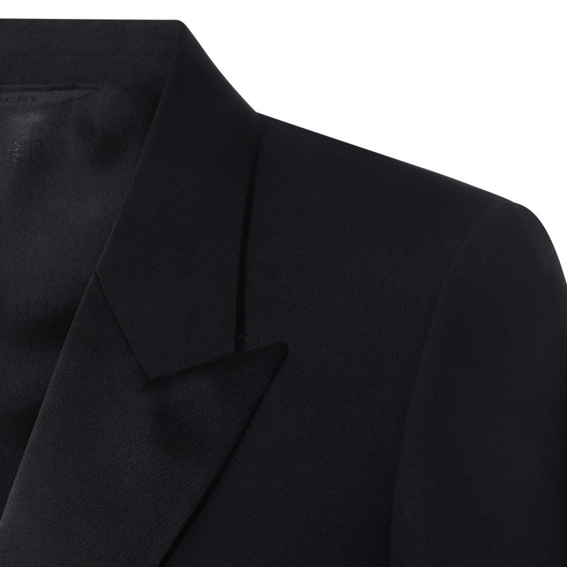 Givenchy Single-Breasted Black Virgin Wool Blazer With Satin Inserts