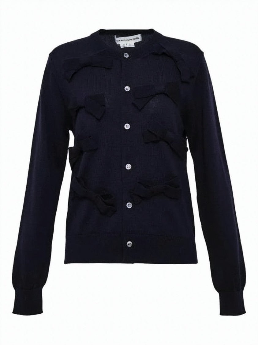 Comme Des Garçons Wool Cardigan With Decorative Bows