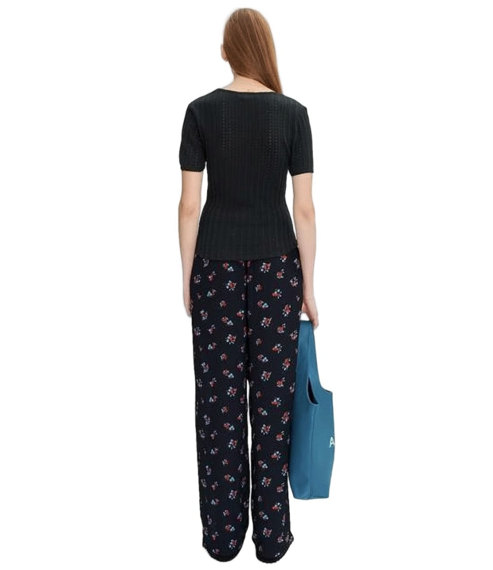 A.P.C. Textured V-Neck Fitted Top