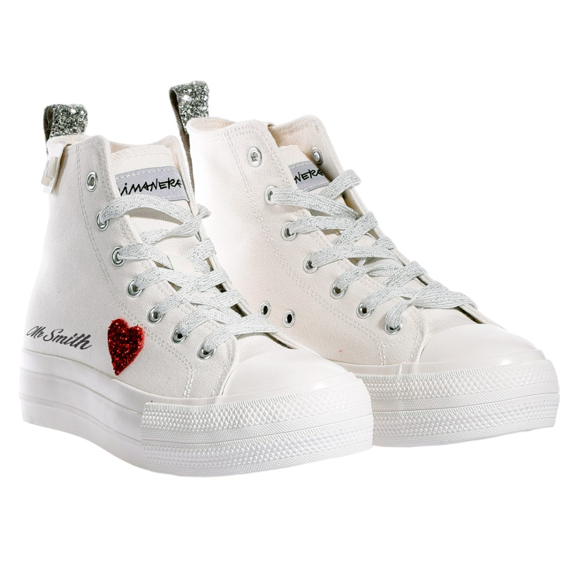 Mimanera White Wedding Personalized Handcrafted Platform Sneakers