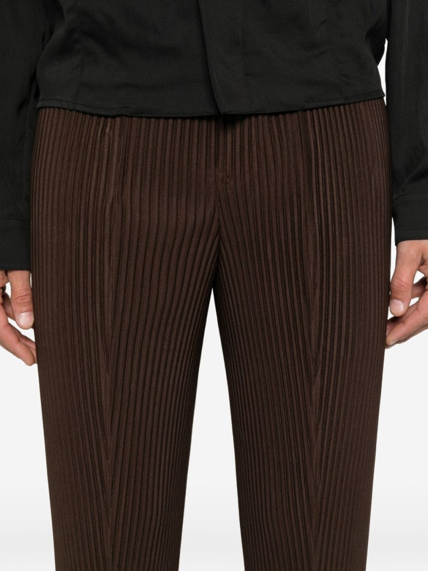 Homme Plissé Issey Miyake Textured Pleated Trousers With Straight-Leg Silhouette