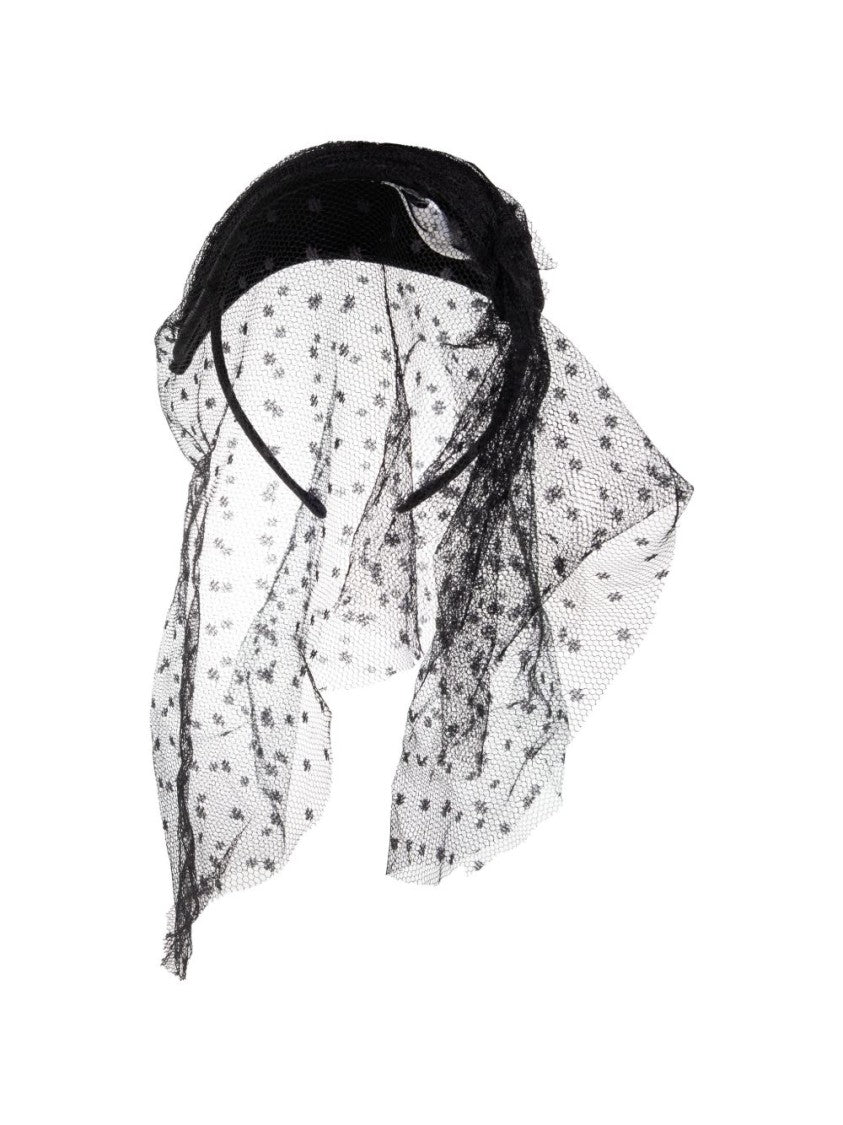 Alexander Mcqueen Woven Headband With Delicate Lace Bow