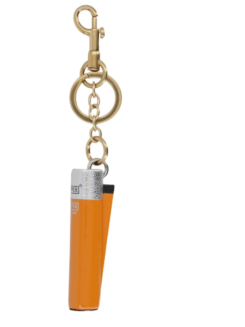 Anya Hindmarch Orange Vibrant Leather Metallic Accent Key Ring