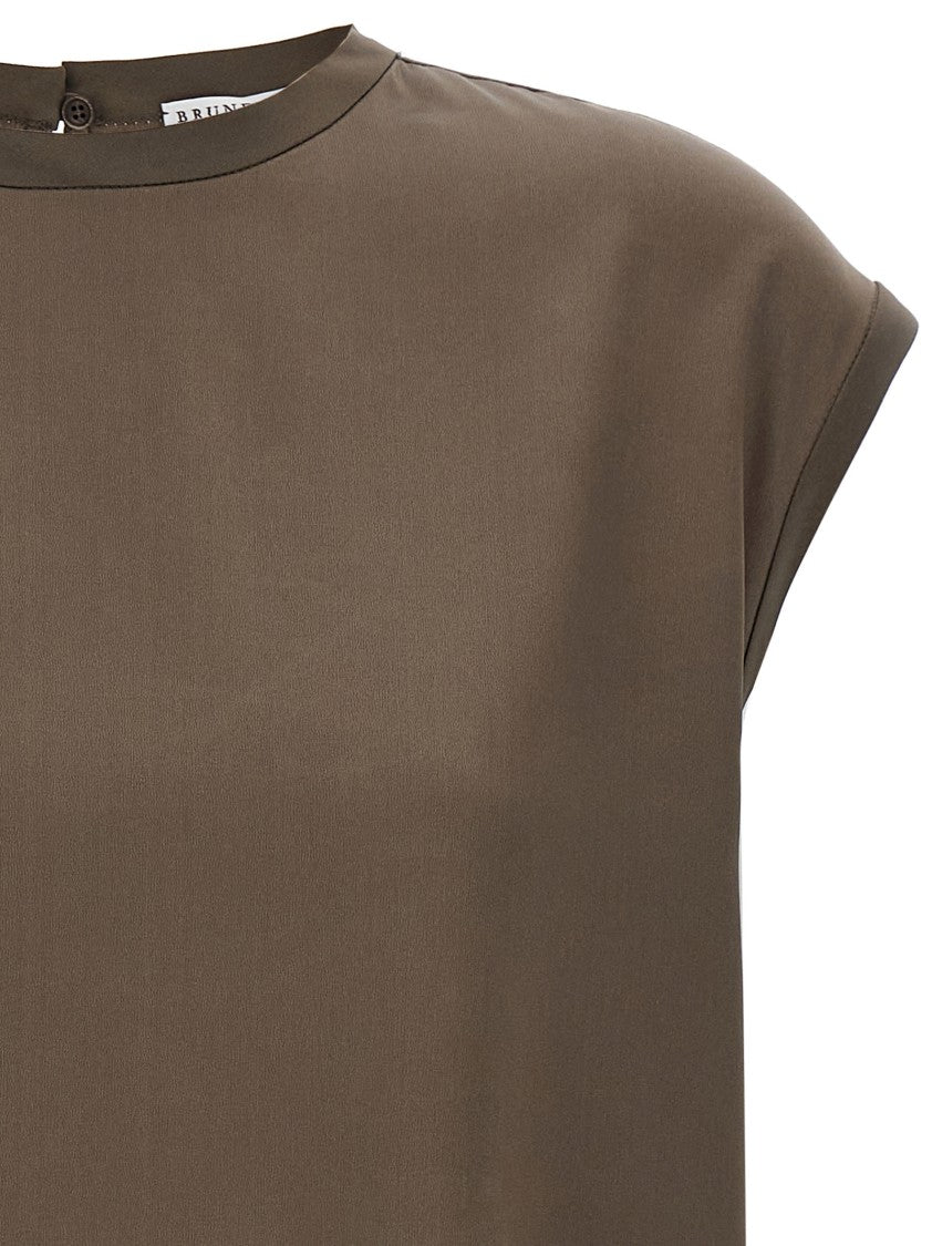 Brunello Cucinelli Monile Satin T-Shirt