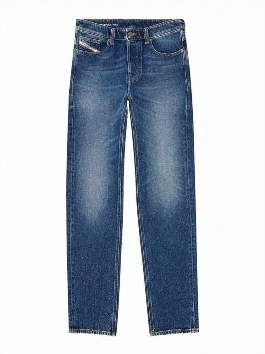 Diesel Medium Blue Regular Straight-Leg Jeans With Classic Five-Pocket Design