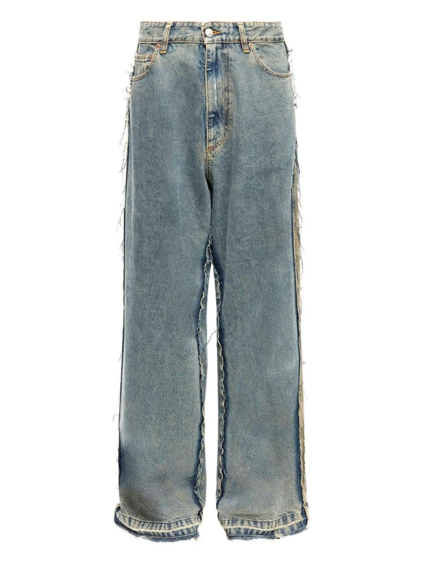 Mm6 By Maison Margiela Relaxed Wide-Leg Jeans With Distressed Edges