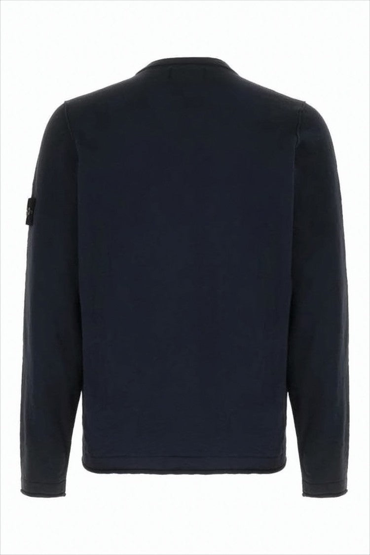 Stone Island Relaxed Fit Black Sweater With Crew Neck Design