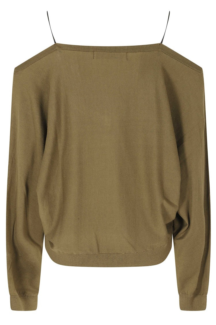 Iro Ivoire Green Cotton-Silk Lace Cut-Out Shoulder Top