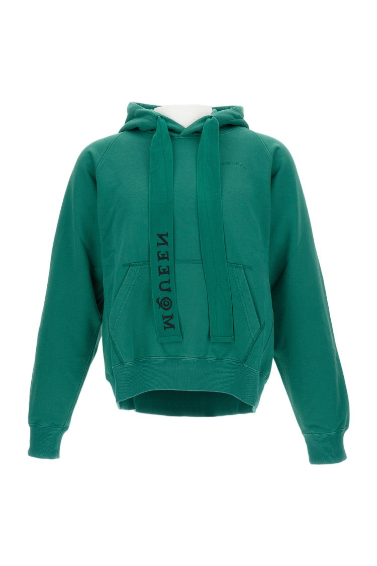 Alexander Mcqueen Regular Fit Hoodie With Wide Drawstring And Front Pocket