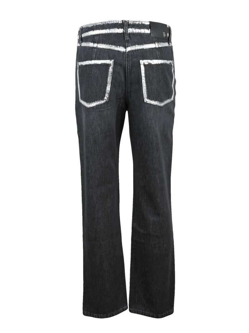 Patrizia Pepe Black Cotton Silver-Detail Jeans