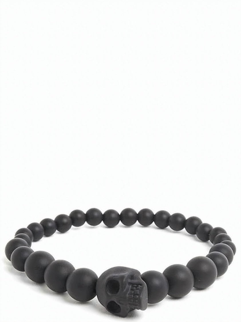 Alexander Mcqueen Matte Black Resin Skull Bracelet