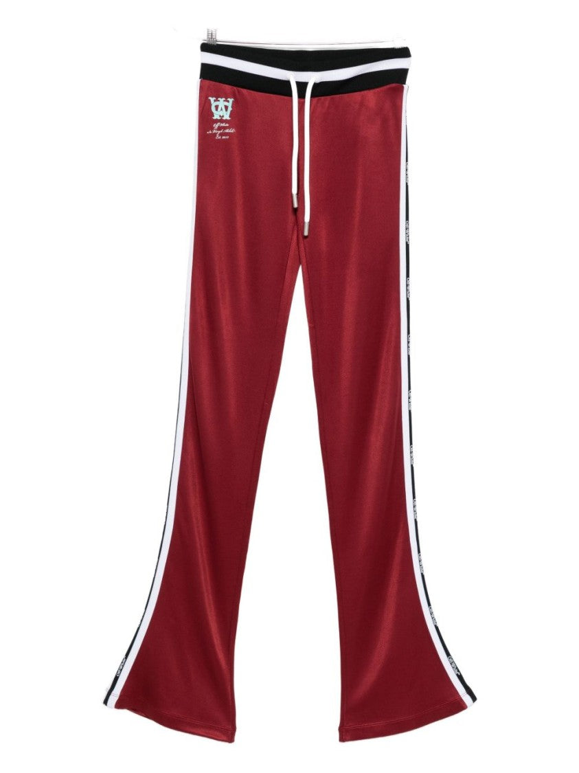 Off-White Flared Red Trousers With Contrasting Side Panels