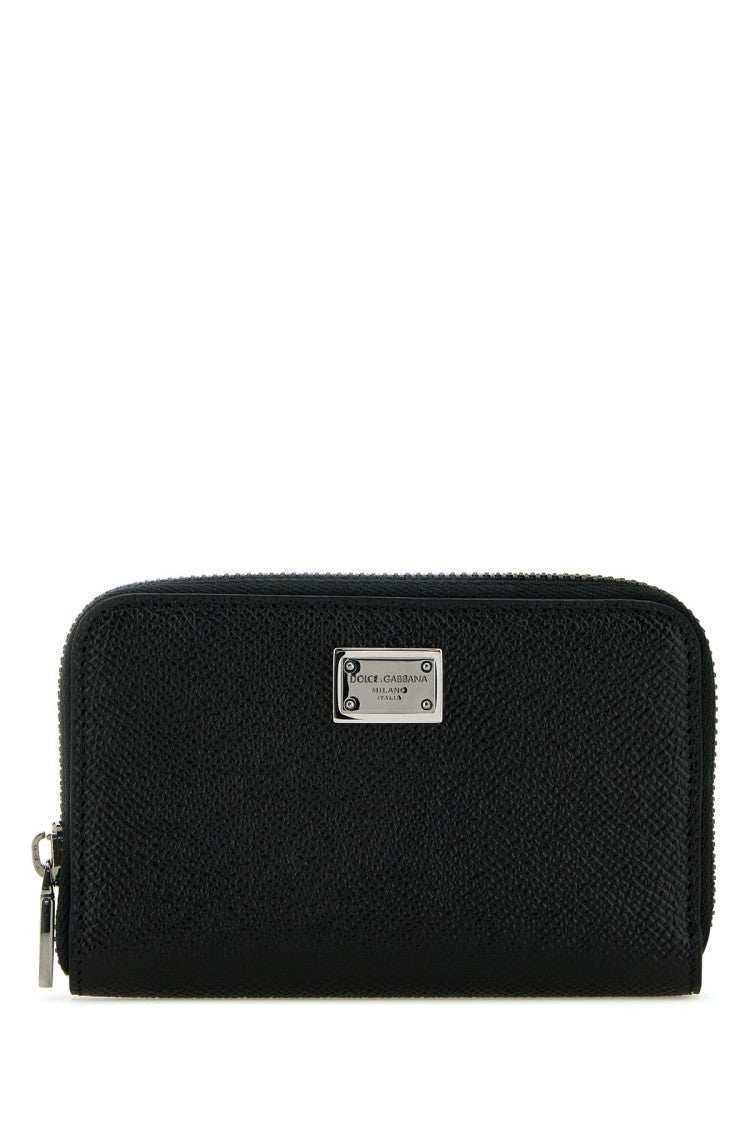 Dolce & Gabbana Textured Zip-Around Wallet With Logo Plaque